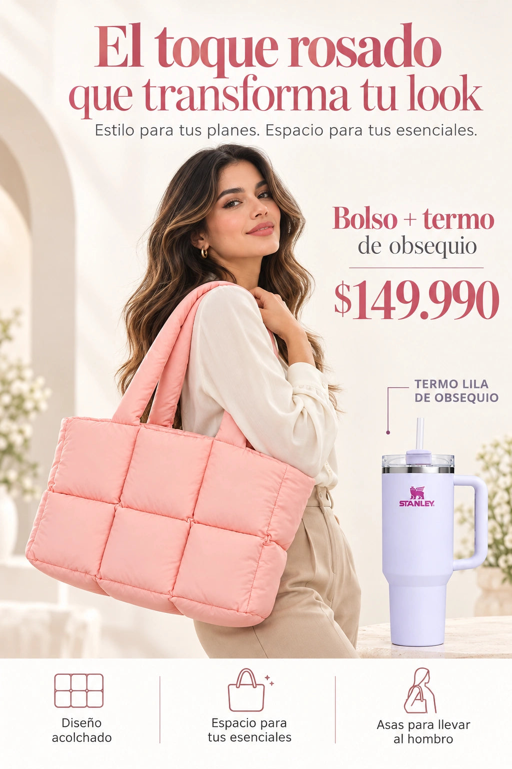 Kit Bolso Aesthetic Multifuncional + termo stanley