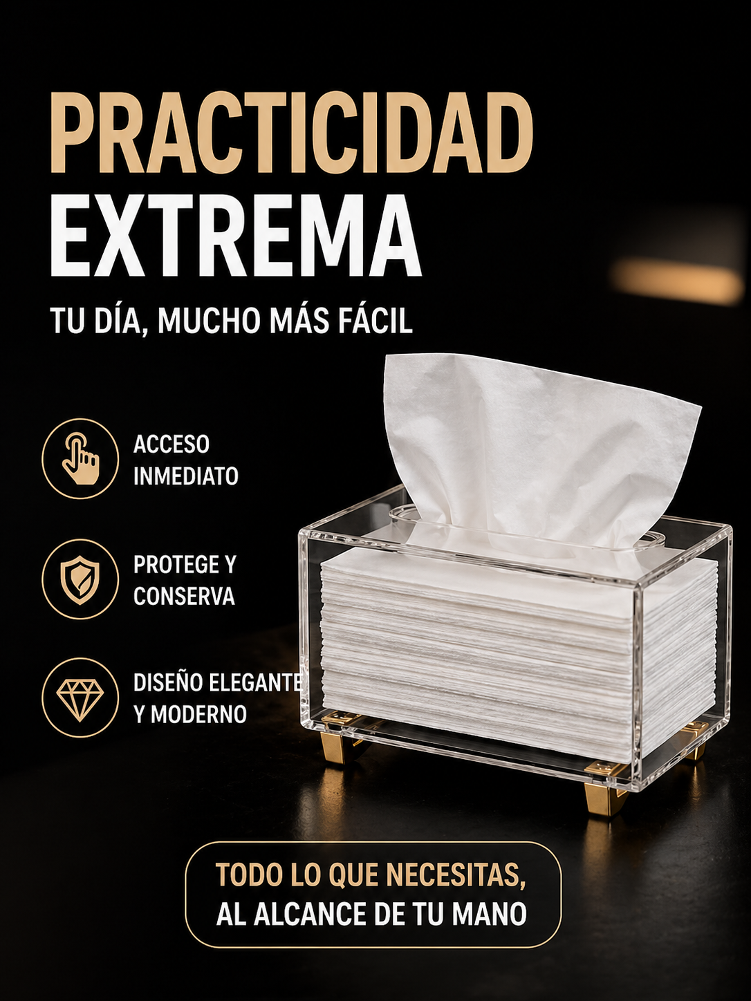 CONTENEDOR DE PAÑUELOS DE ACRILICO