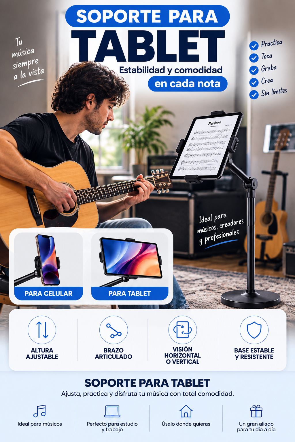 Soporte PRO para Celular y Tablet