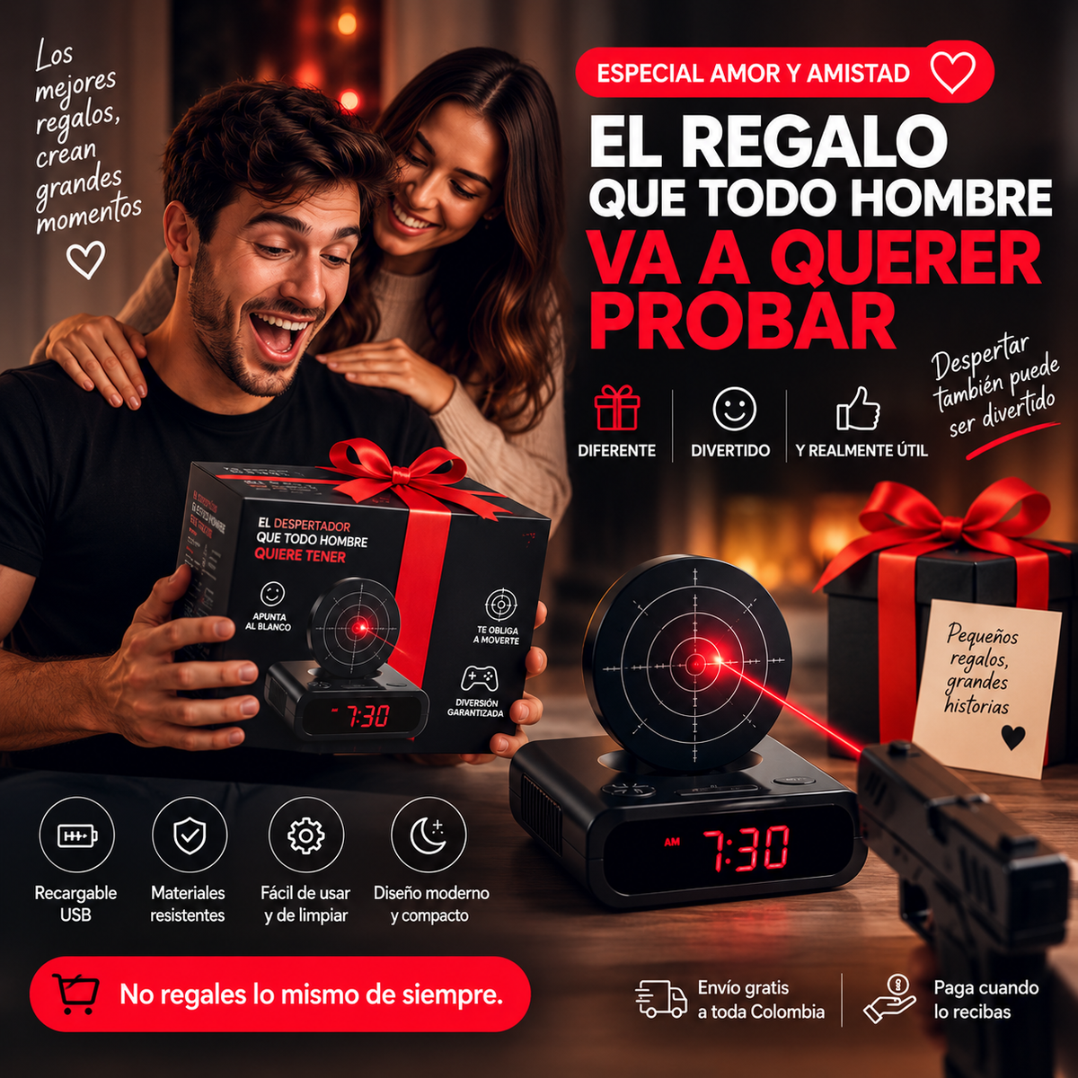 Despertador con tiro al blanco laser