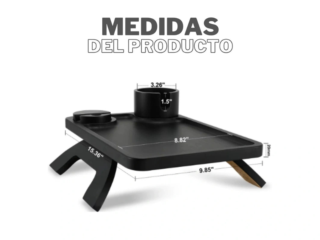 Soporte 3 en 1 para taza de sofá de bambú