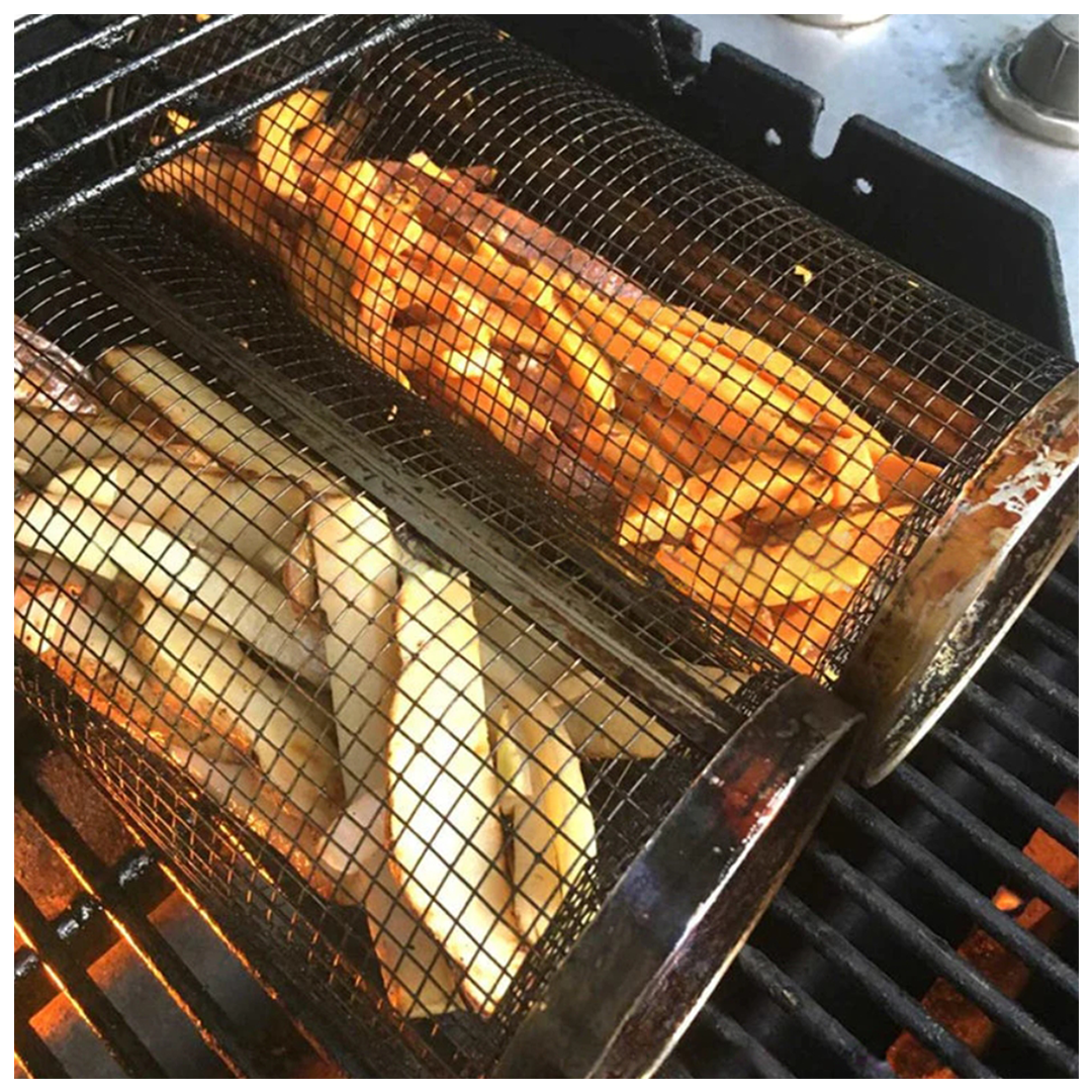 AsaGrill®/CILINDRO DE MALLA METALICA PARA ASAR / 2 unidades