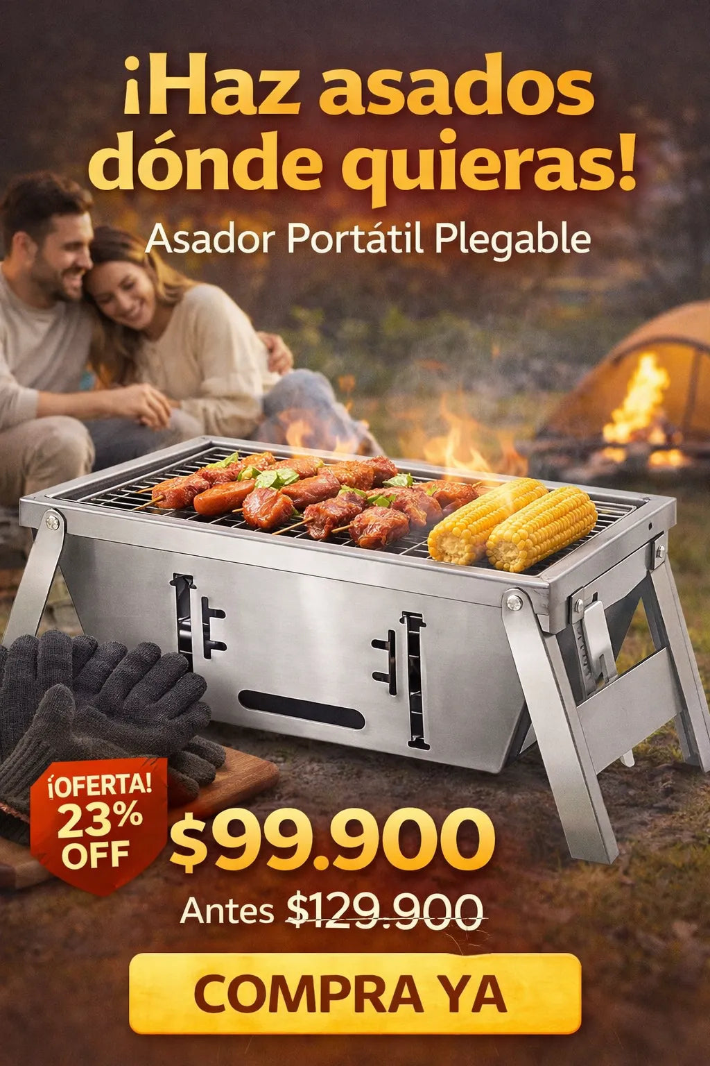 Parrilla De Carbón Portátil Plegable Barbacoa Al Aire Libre