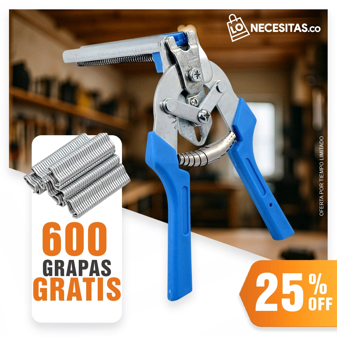 Grapadora de Metal / 600 clips tipo M GRATIS