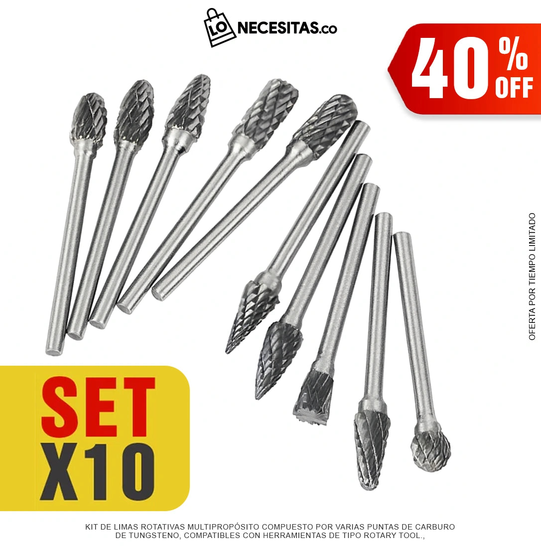 Kit de 10 Fresas Rotativas Para Pulir De Acero