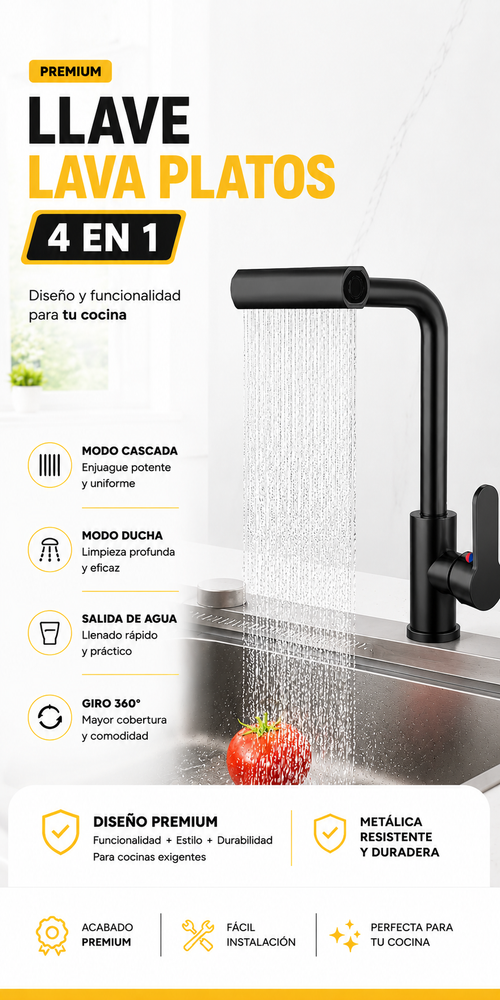Llave lava platos 4 en 1