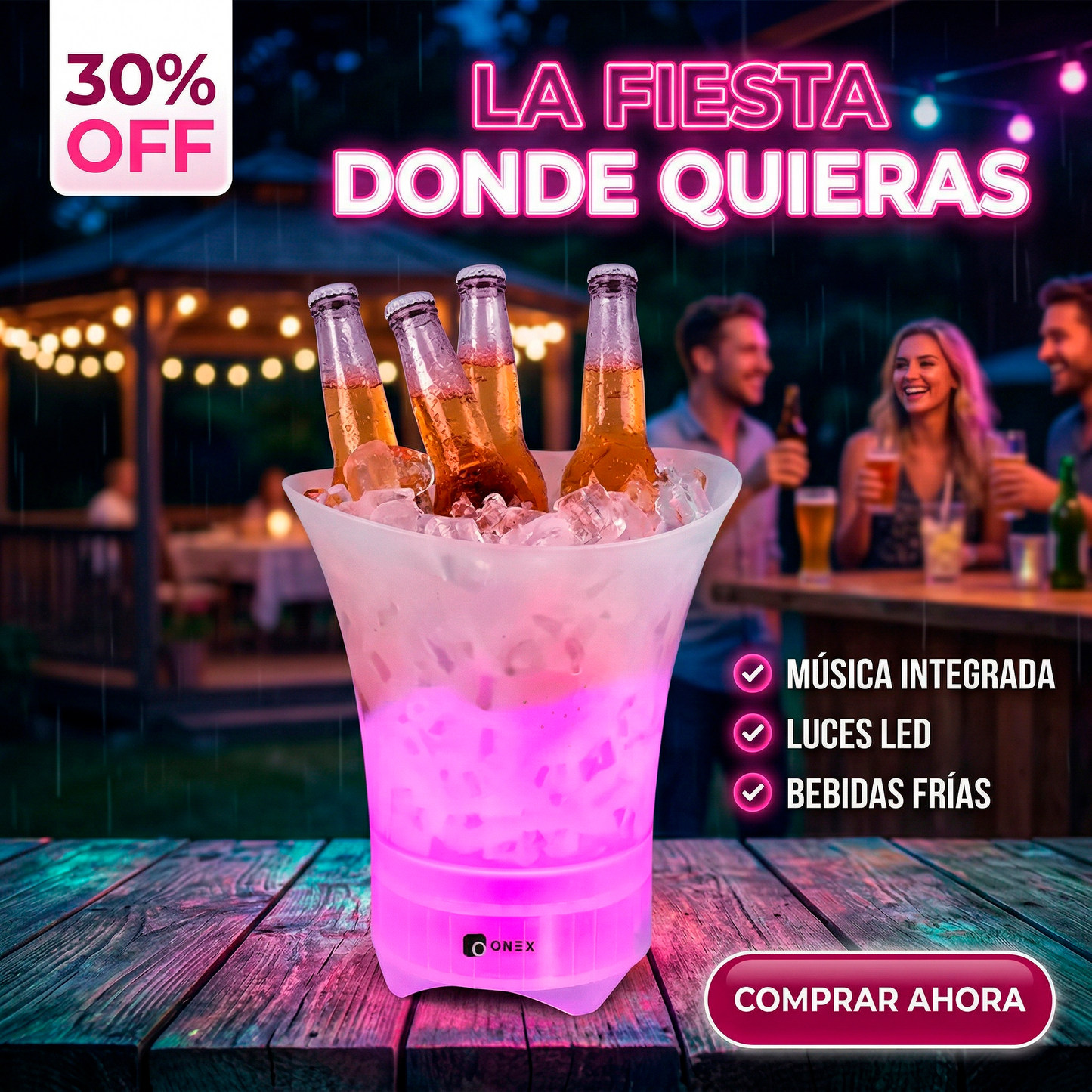 Hielera musical con luz