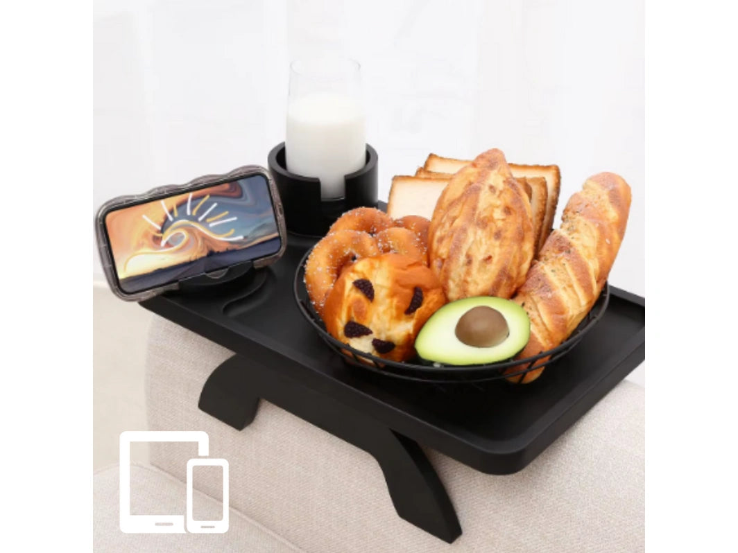 Soporte 3 en 1 para taza de sofá de bambú