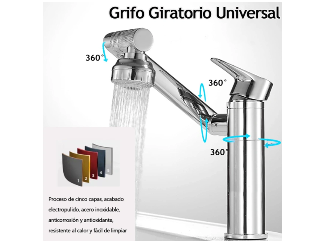 Grifo giratorio 3 en 1 para baño