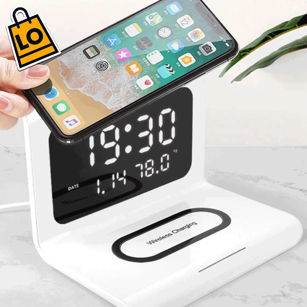 RELOJ DE MESA Y CARGADOR INALAMBRICO