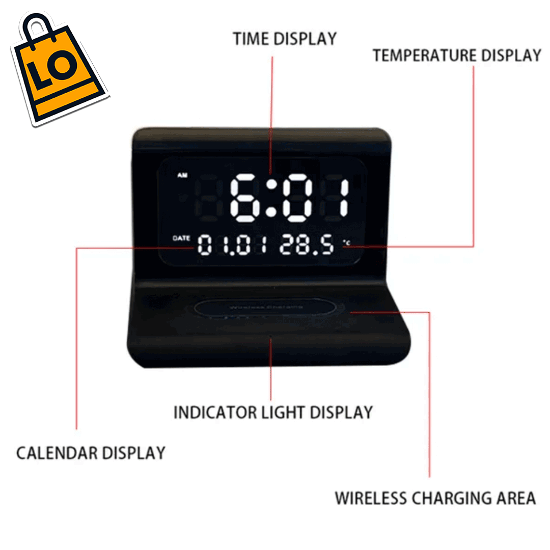 RELOJ DE MESA Y CARGADOR INALAMBRICO
