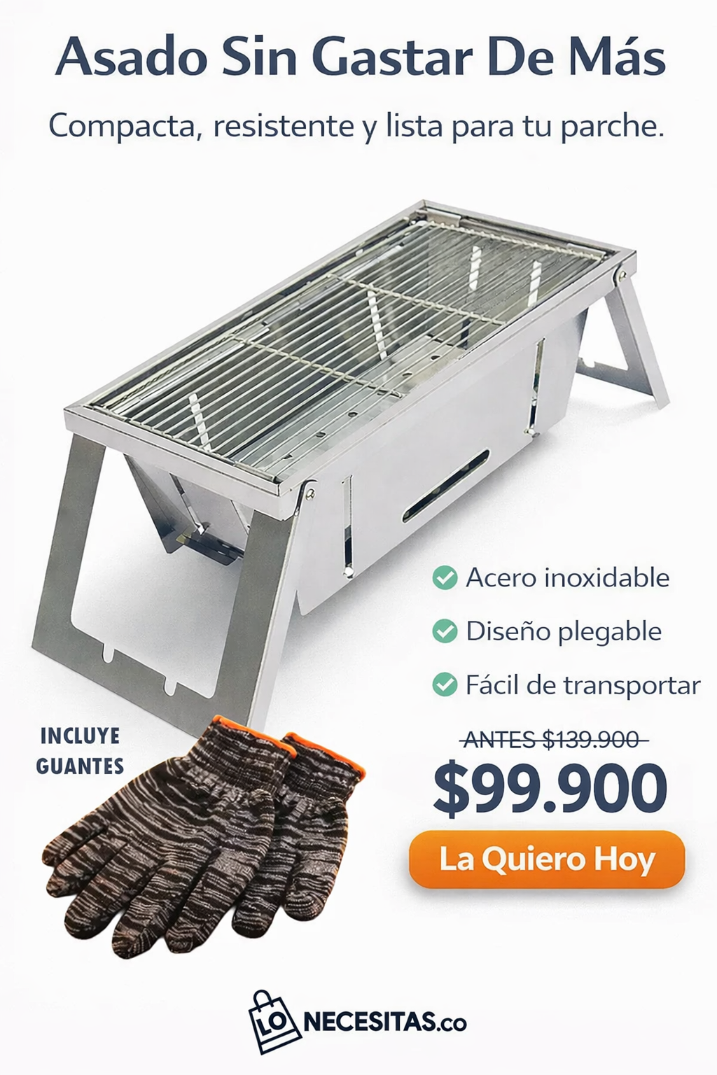 Asador portátil + guantes