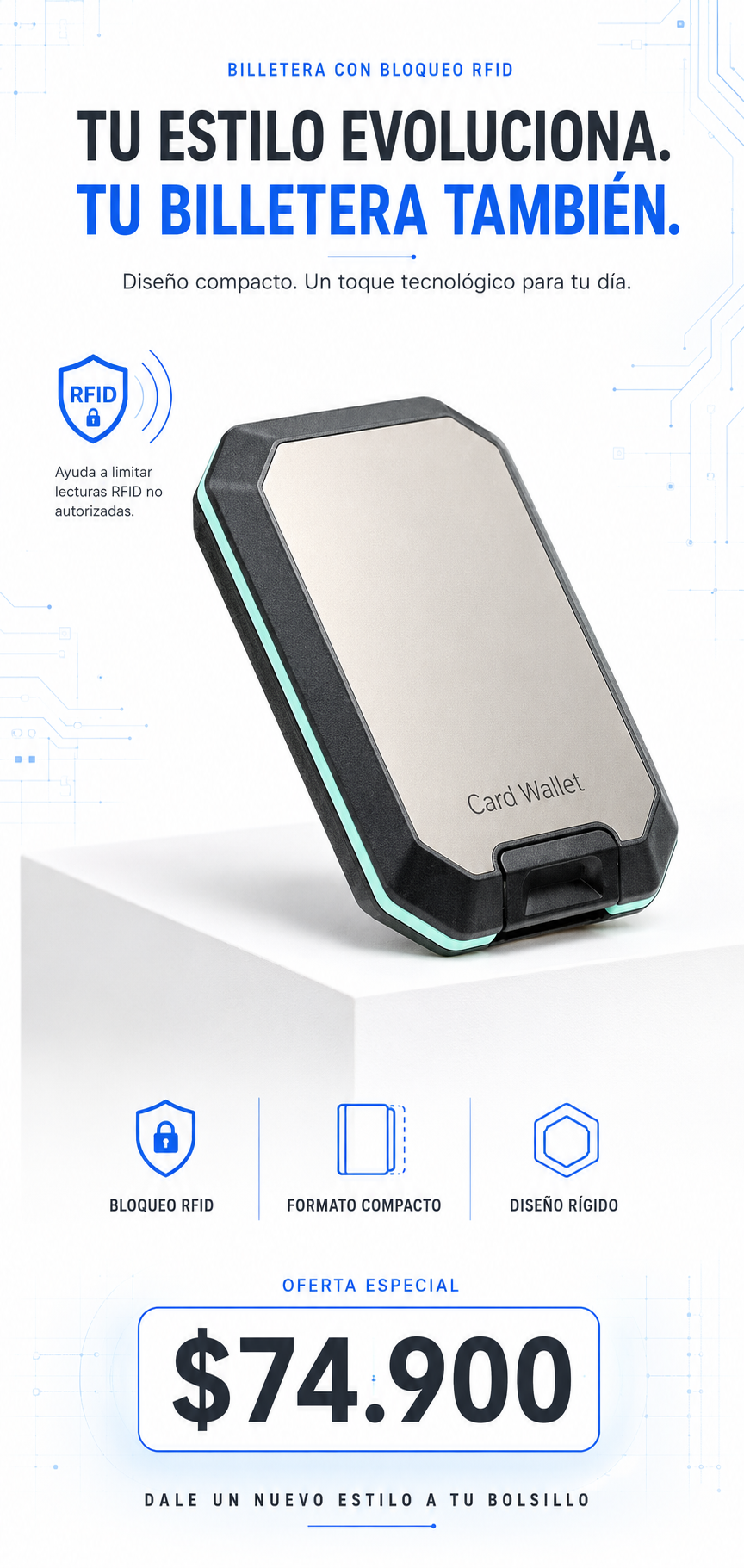Tarjetero Ligero Antirobo RFID