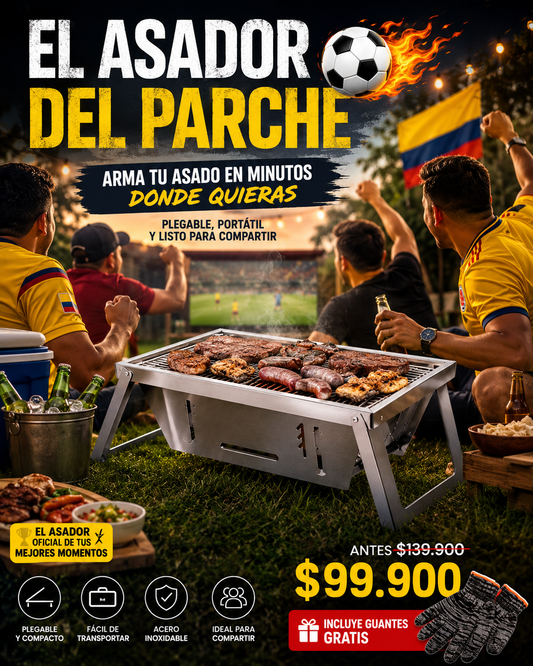 Asador portátil mundialista + guantes